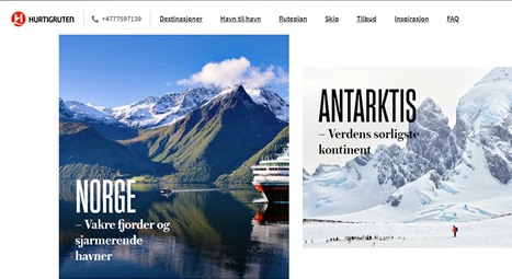 Website of Hurtugruten